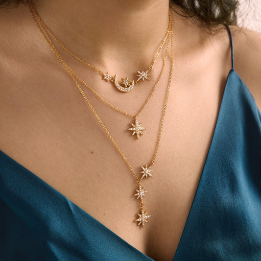 Celestial Moon & Star Layered Necklace — view 2