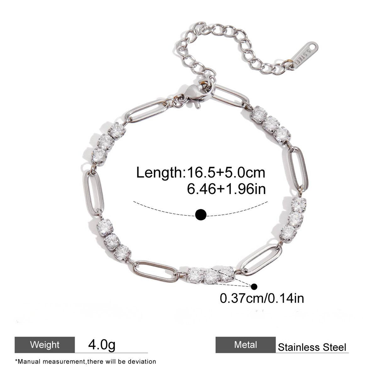 Dazzling CZ Tennis & Paperclip Link Bracelet Collection — Paper Clip 3CZ · Silver
