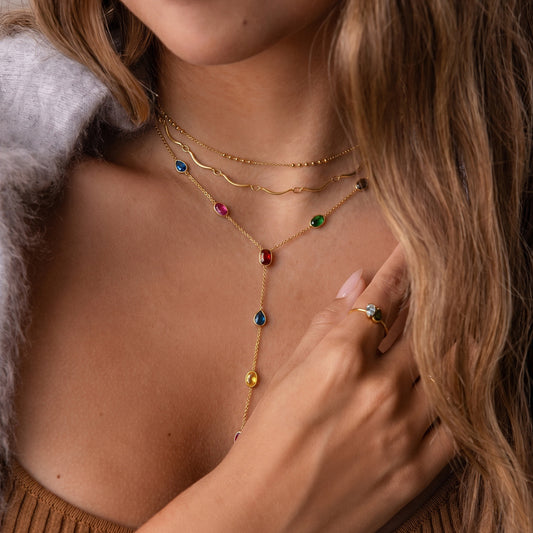 Dopamine Colorful Cubic Zirconia Y-Necklace Collection — view 3
