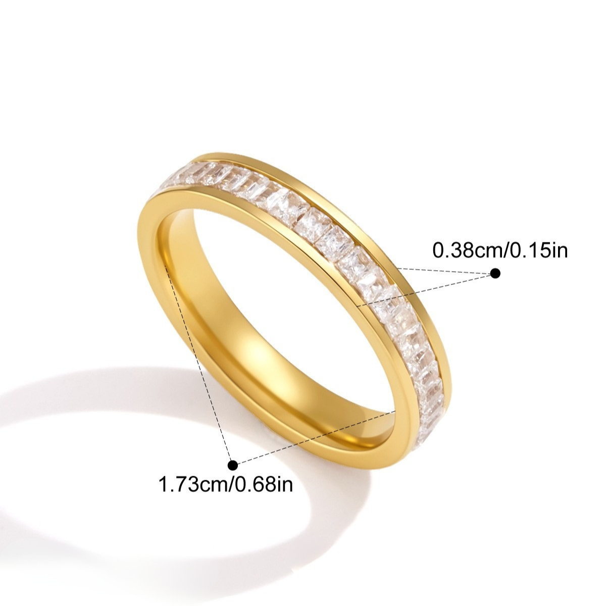Premium CZ Stackable Ring Collection — Baguette Pavé Band Ring · Gold · 7