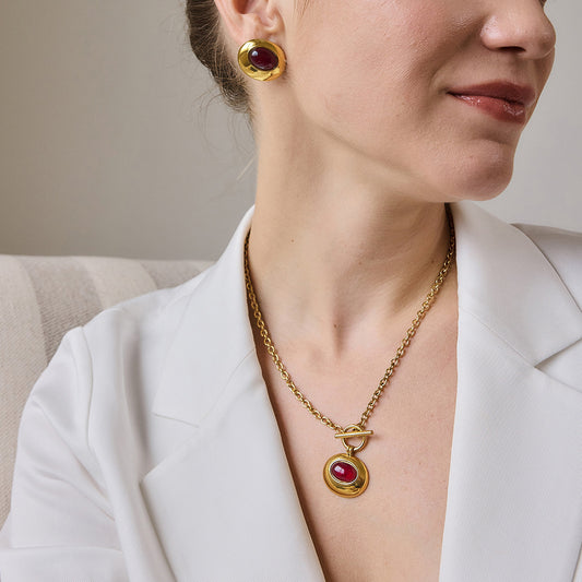 Retro Toggle Resin CZ Jewelry Set — view 2