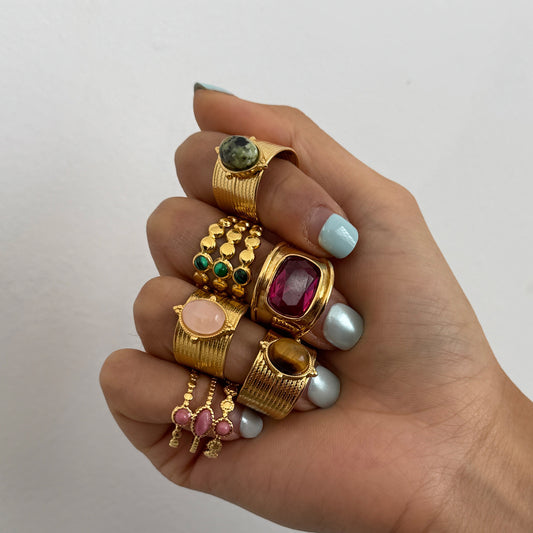Statement Colorful CZ & Stone Adjustable Ring Series — view 2
