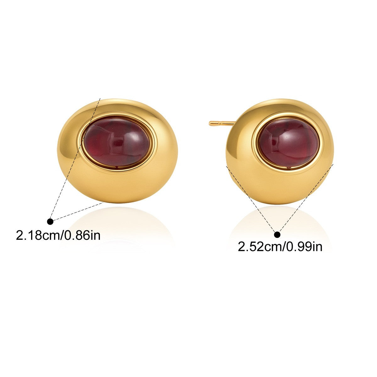 Retro Toggle Resin CZ Jewelry Set — Retro Oval Cabochon Earrings · Gold
