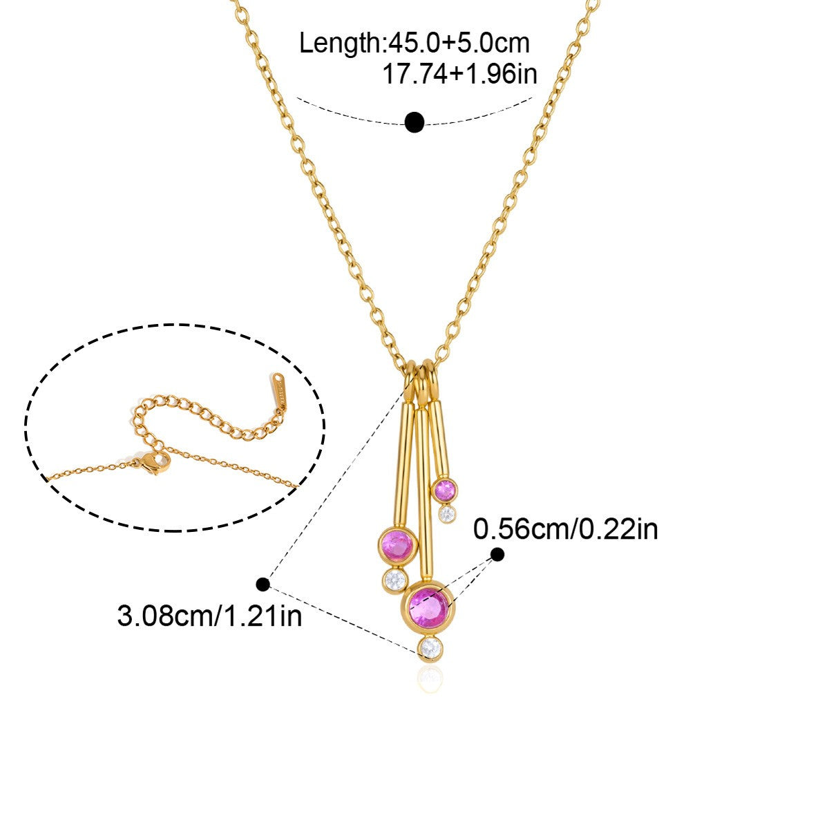 Gold Tassel Drop Pendant Necklace — C Bezel Bar Trio · Gold