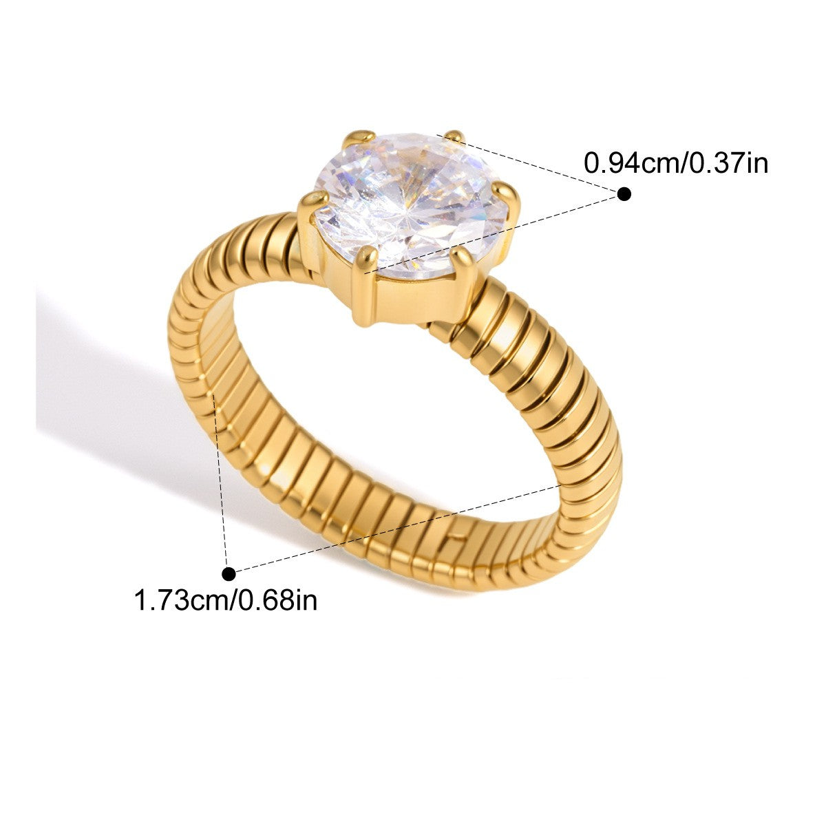 Chunky Y2K Solitaire Ring — Round Cut Solitaire · Gold · 7