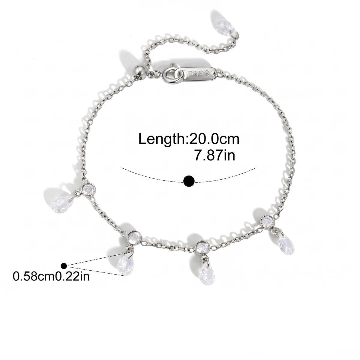 Celestial Star Jewelry Set — Round Teardrop Dangle Bracelet · Silver