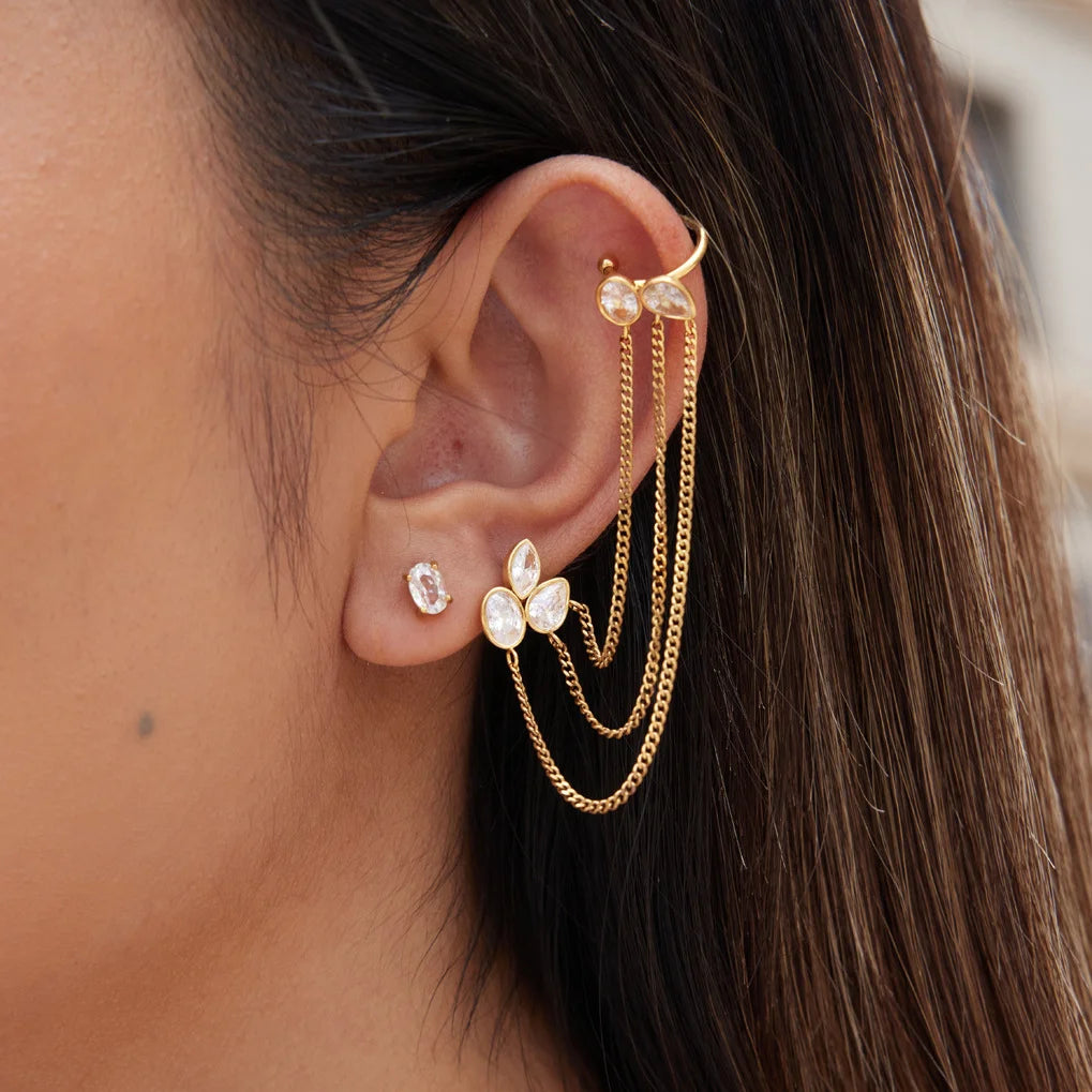 Double Stud Chain Earrings — view 3