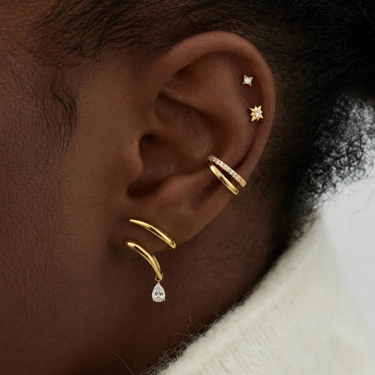 Teardrop Pavé Cuff Earrings — view 2