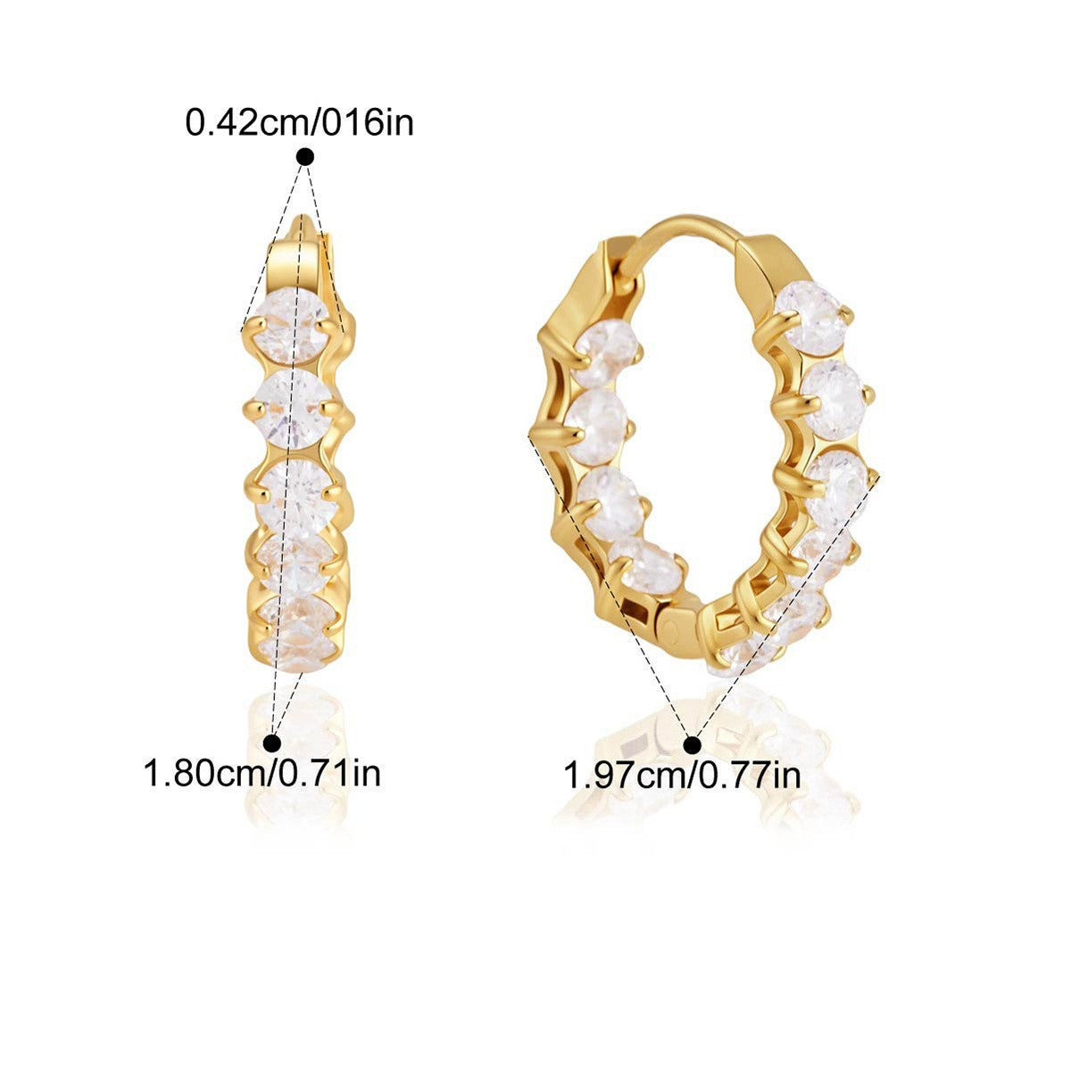 Prong Set Huggie Hoops — Gold Prong Set Huggie · Gold