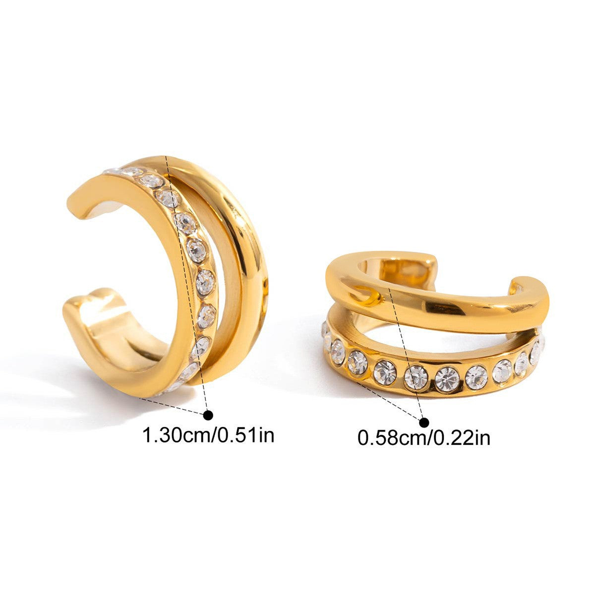 Teardrop Pavé Cuff Earrings — Double Band Pave Cuff · Gold