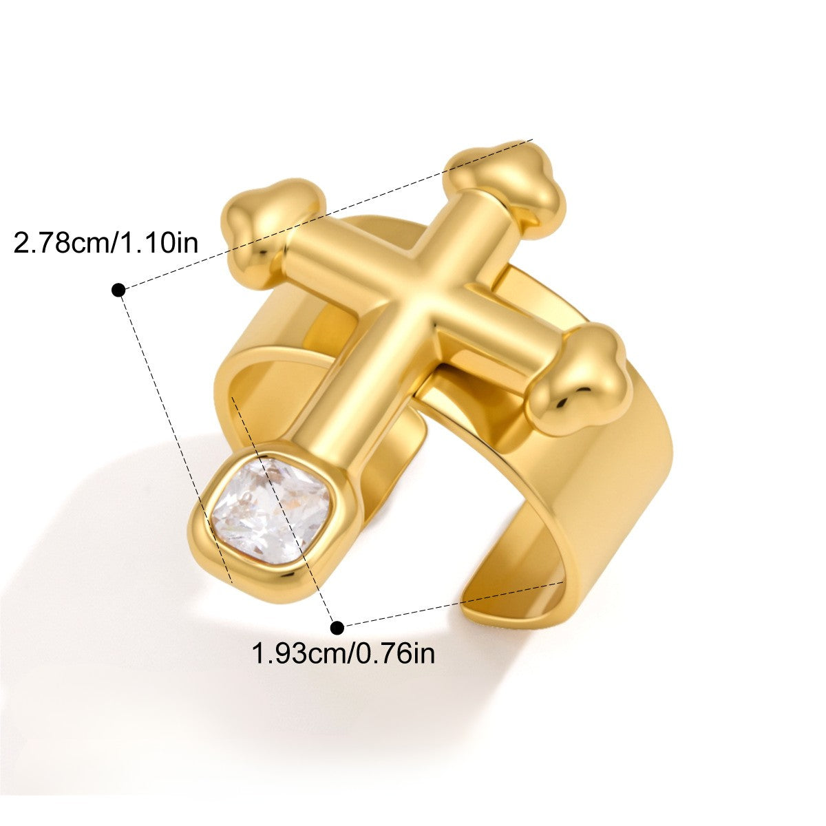 Chunky Cross Jewelry Set — Crystal Cross Ring · Gold