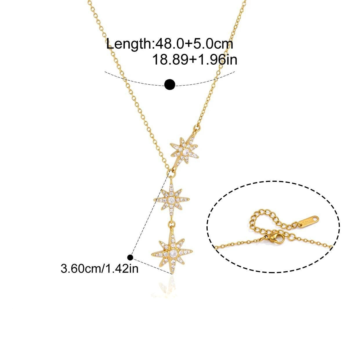 Celestial Star Drop Necklace — Triple Star Drop · Gold