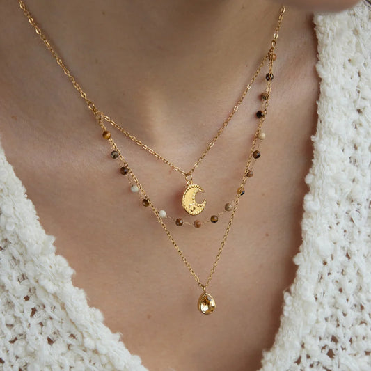 Moon Teardrop Beaded Necklace — view 2