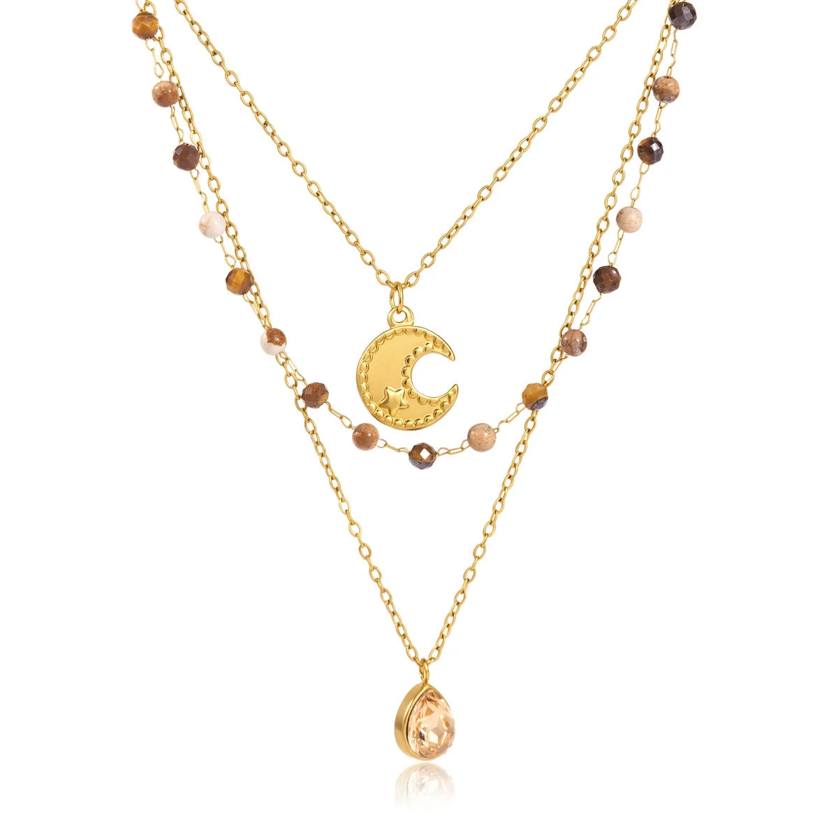 Moon Teardrop Beaded Necklace — view 5