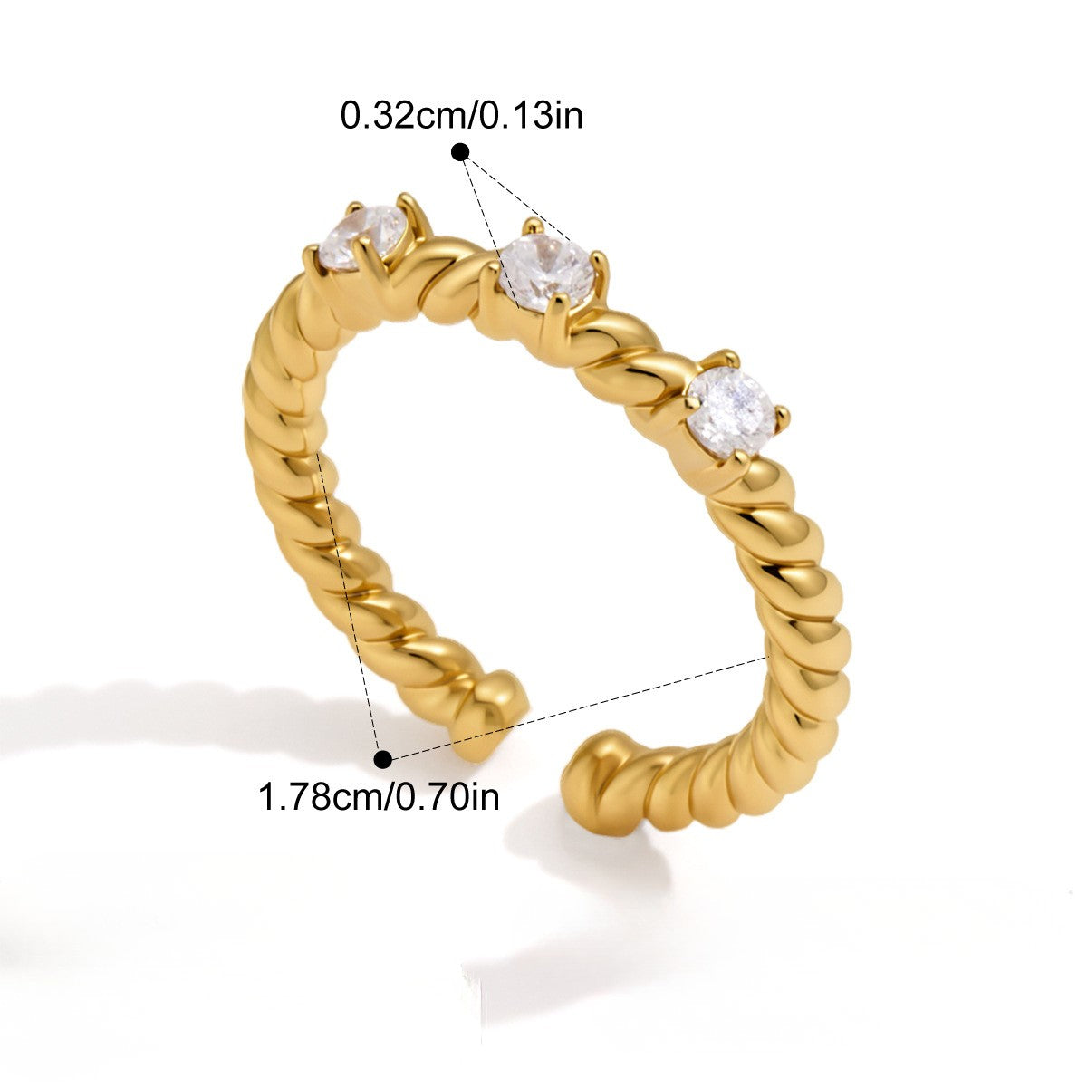 Twisted Rope Two Tone Ring — Twisted Rope Trio · Gold