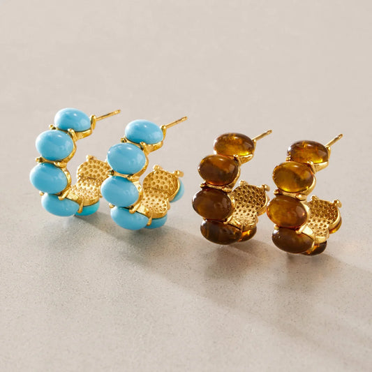 Vintage Beaded Hoop Earrings — view 2