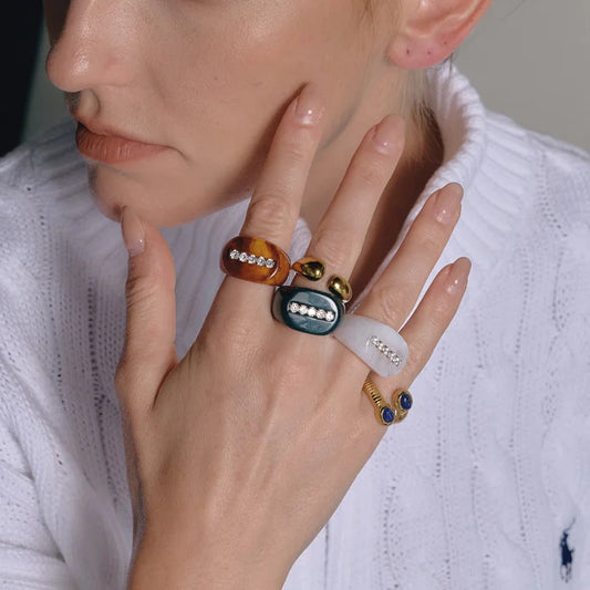 Wide Enamel Band Ring — view 2