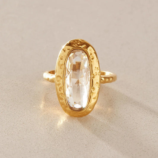 Vintage Hammered Oval Ring — view 2