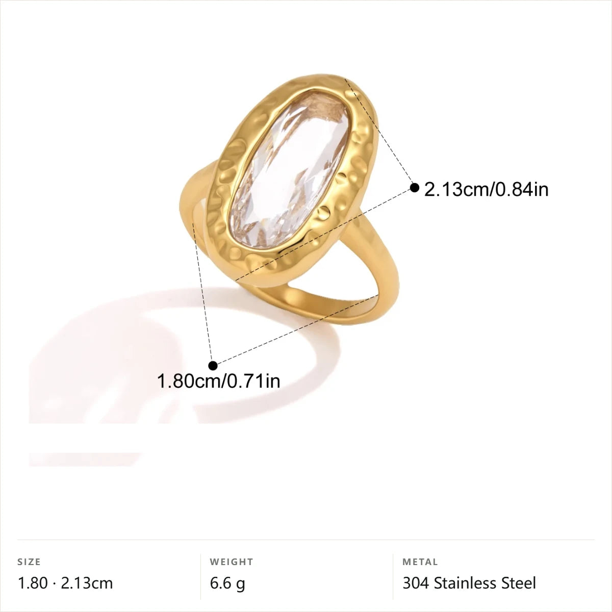 Vintage Hammered Oval Ring — Oval Hammered · Gold · 8