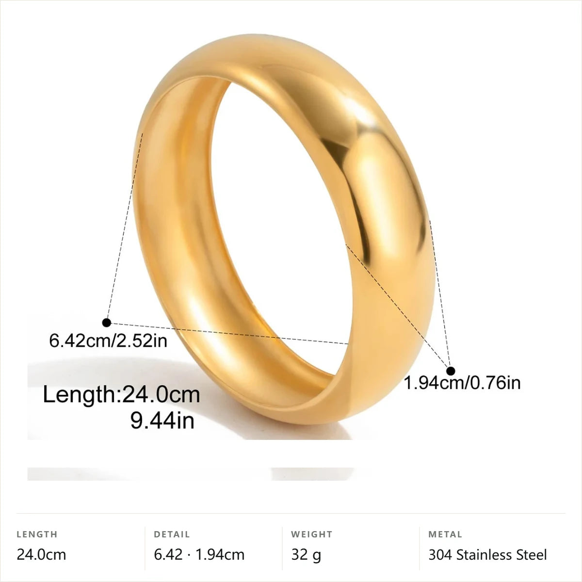 Chunky Enamel Bracelet — Polished Chunky Bangle · Gold