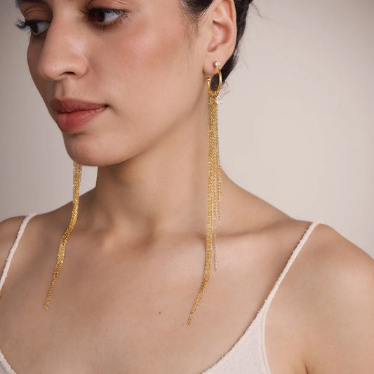 Double Chain Tassel Drop Earrings — view 2