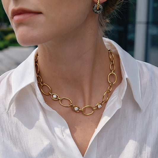 Oval Link Crystal Jewelry Set — view 2