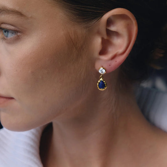 Teardrop Natural Stone Dangle Earrings — view 2