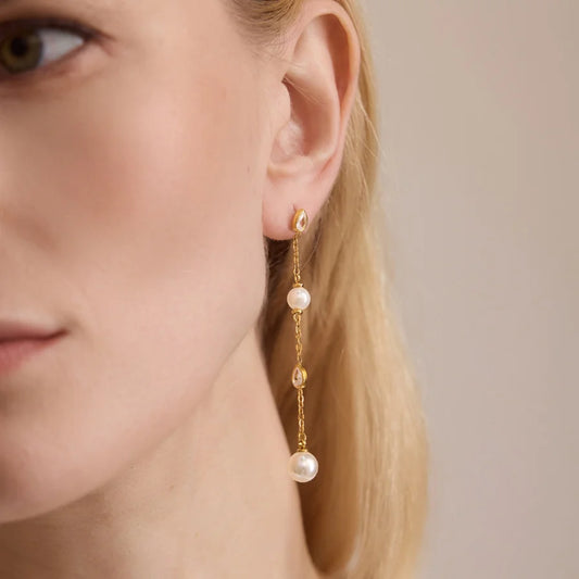 Teardrop Pearl Drop Earring — view 2