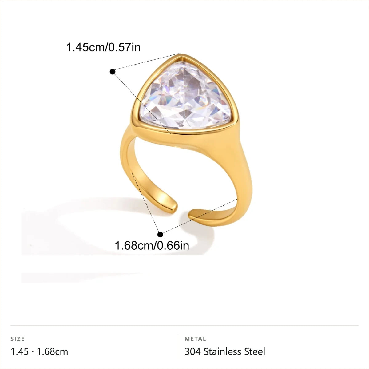 Double Triangle Open Ring — Solitaire Triangle Open Ring · Gold
