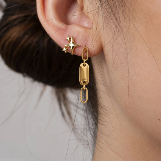 Celestial Oval Link Bar Earring — view 2