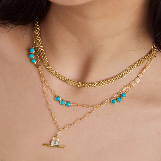 Coastal Blue Geometric Pendant Necklace — view 2