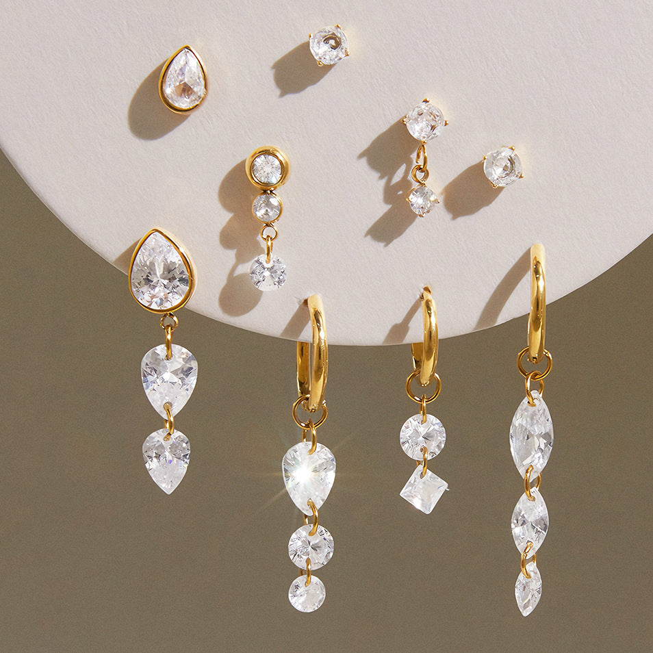 Geometric Cubic Zirconia Drop Earring Collection