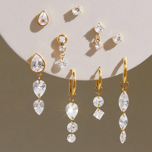 Geometric Cubic Zirconia Drop Earring Collection