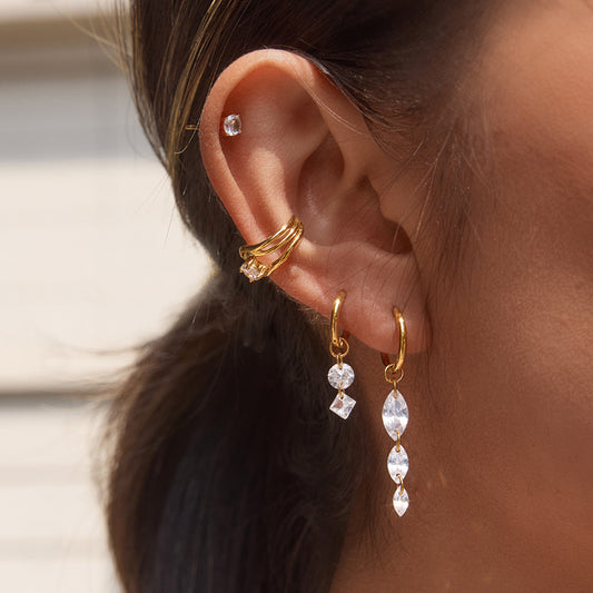 Geometric Cubic Zirconia Drop Earring Collection — view 2
