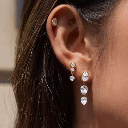 Geometric Cubic Zirconia Drop Earring Collection — view 3
