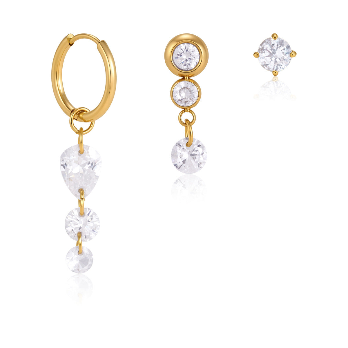 Geometric Cubic Zirconia Drop Earring Collection — view 5