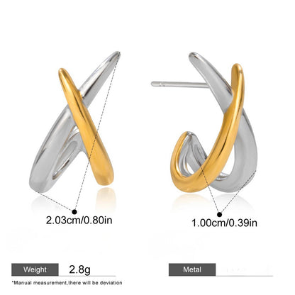 Interlocking Cross Earrings Collection — Two-Tone Interlocking Cross · Gold