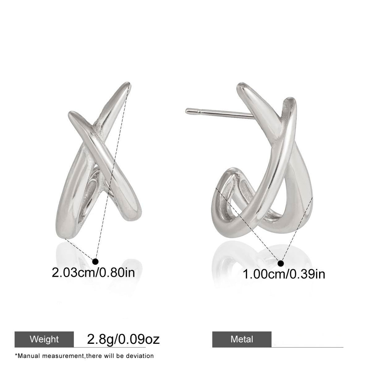 Interlocking Cross Earrings Collection — Silver Plated Minimalist Cross · Gold