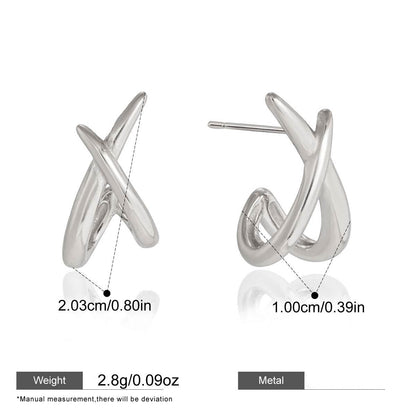 Interlocking Cross Earrings Collection — Silver Plated Minimalist Cross · Gold