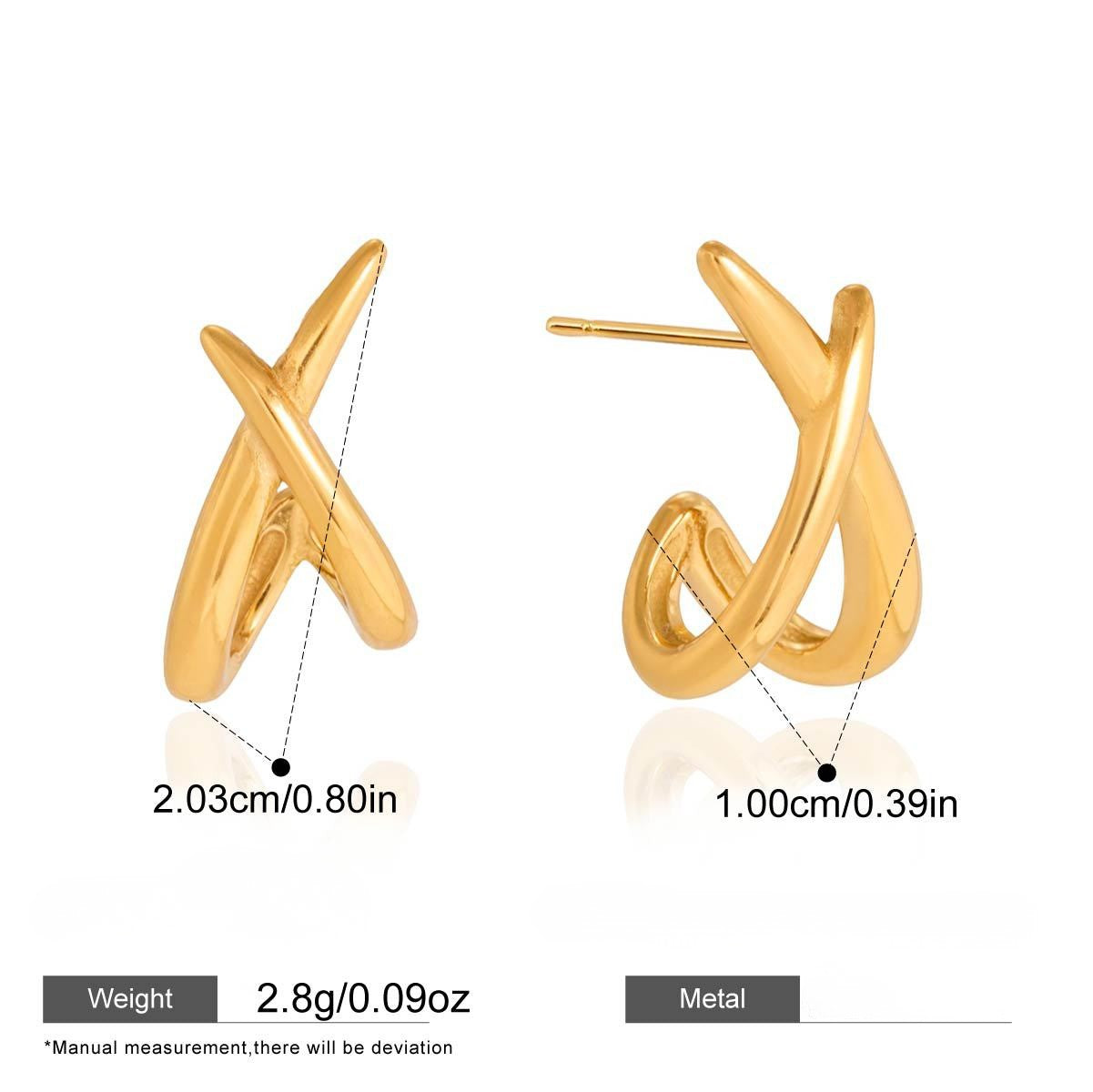 Interlocking Cross Earrings Collection — 18K Gold Plated Minimalist Cross · Gold