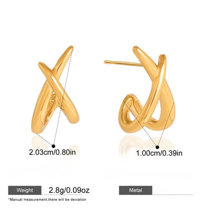 Interlocking Cross Earrings Collection — 18K Gold Plated Minimalist Cross · Gold