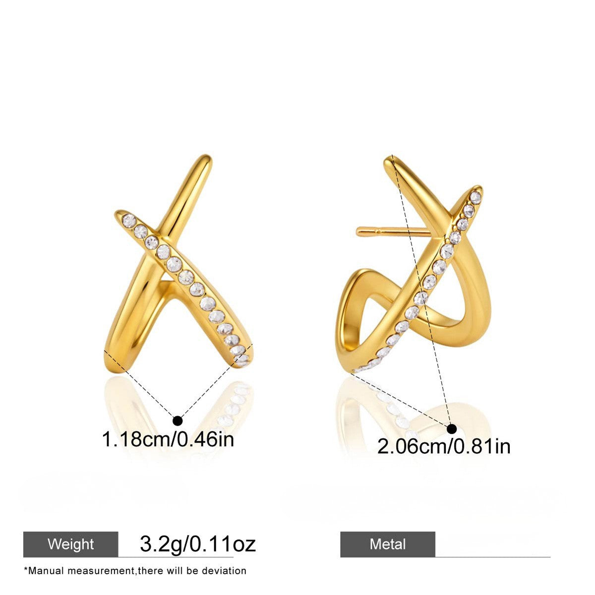 Interlocking Cross Earrings Collection — Pavé Crystal Gold Cross · Gold