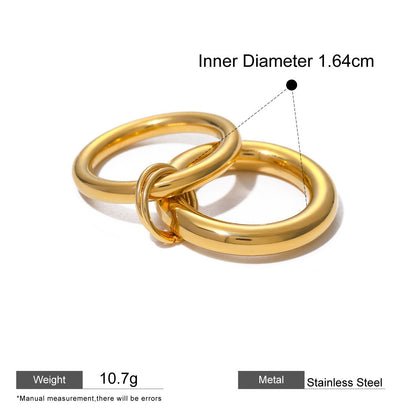 Interlocking Stainless Steel Ring Series — Double Interlocking Ring · Gold · 6