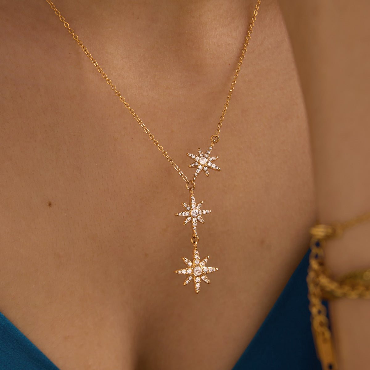 Celestial Moon & Star Layered Necklace — view 4