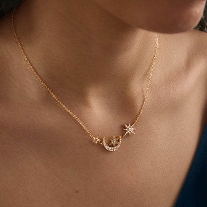 Celestial Moon & Star Layered Necklace — view 3