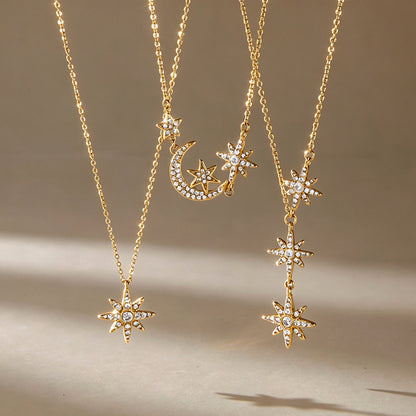 Celestial Moon & Star Layered Necklace — view 5