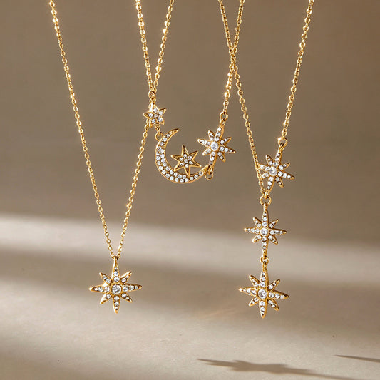 Celestial Moon & Star Layered Necklace — view 5