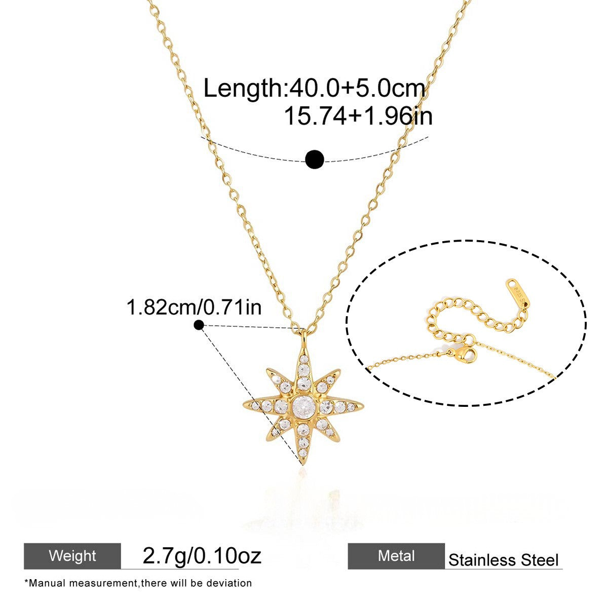 Celestial Moon & Star Layered Necklace — Single Starburst · Gold
