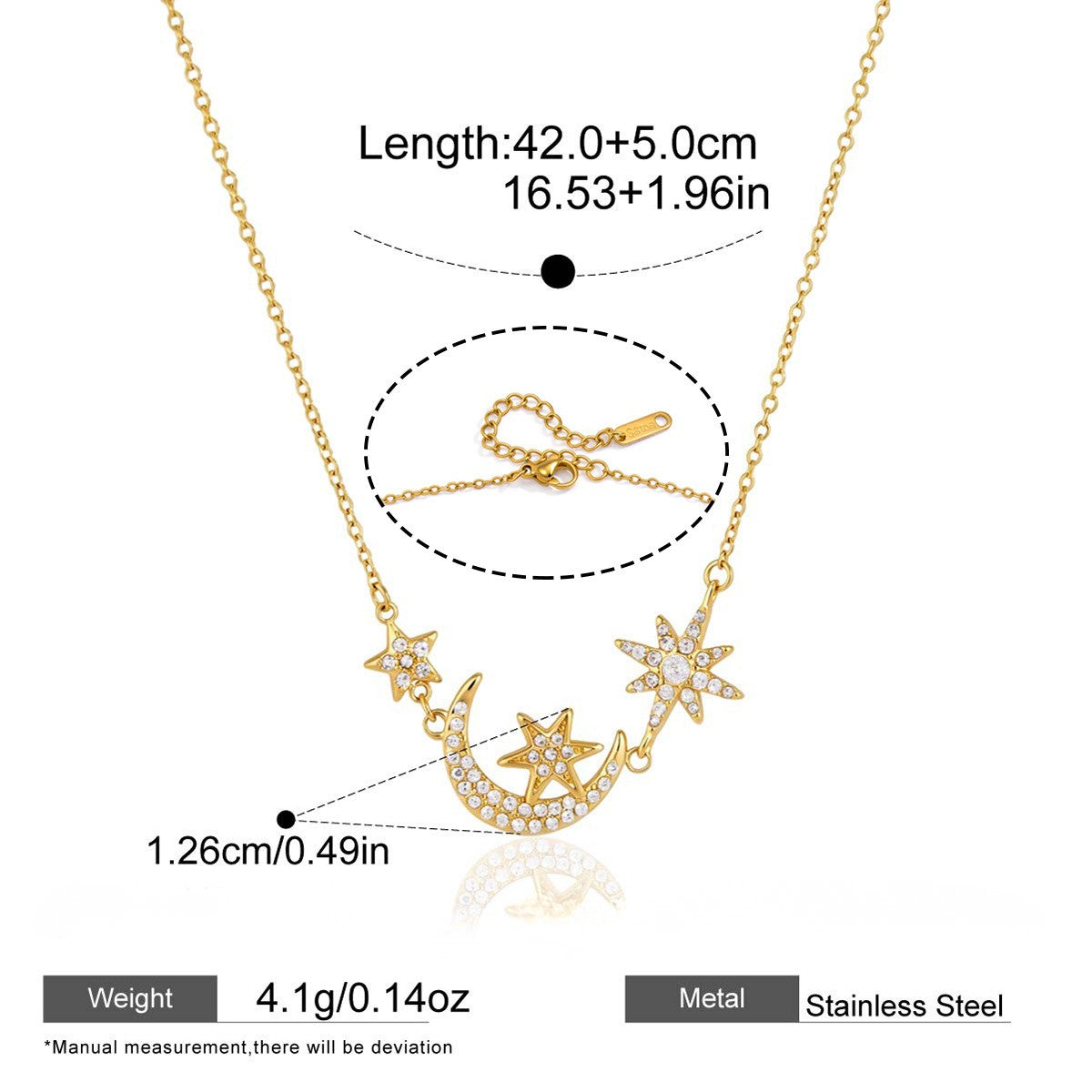 Celestial Moon & Star Layered Necklace — Moon & Star Choker · Gold