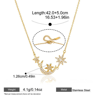 Celestial Moon & Star Layered Necklace — Moon & Star Choker · Gold